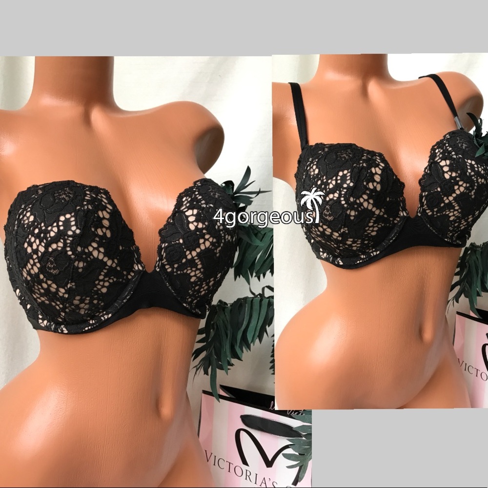 VS 34b,34c,34d,34dd STRAPLESS BLACK PUSH UP BRA
